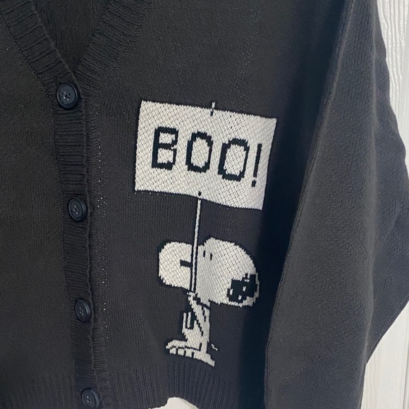 American Eagle charcoal, gray button front cardigan with Snoopy NWT - Picture 5 of 7